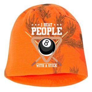 I Beat People With A Stick Eight Ball Billiards Pool Player Cool Gift Kati - Camo Knit Beanie