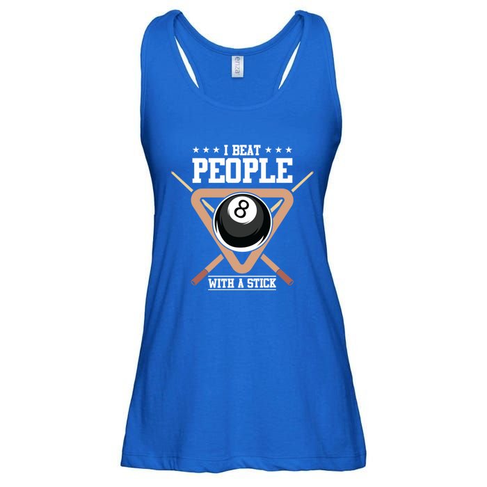 I Beat People With A Stick Eight Ball Billiards Pool Player Cool Gift Ladies Essential Flowy Tank