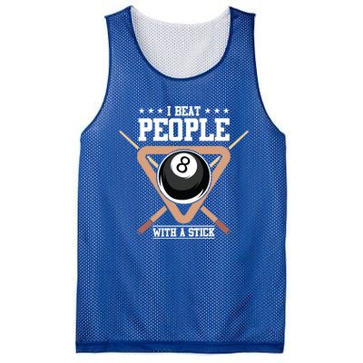 I Beat People With A Stick Eight Ball Billiards Pool Player Cool Gift Mesh Reversible Basketball Jersey Tank