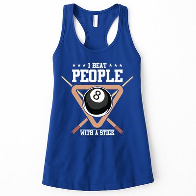 I Beat People With A Stick Eight Ball Billiards Pool Player Cool Gift Womens Tank Top