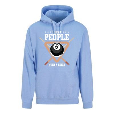 I Beat People With A Stick Eight Ball Billiards Pool Player Cool Gift Unisex Surf Hoodie