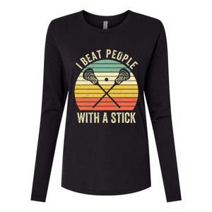 I Beat People With A Stick Funny Lacrosse Player Womens Cotton Relaxed Long Sleeve T-Shirt