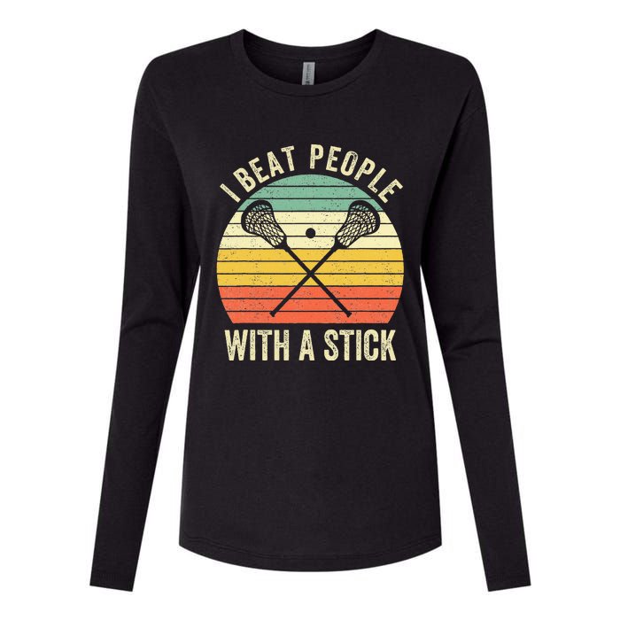 I Beat People With A Stick Funny Lacrosse Player Womens Cotton Relaxed Long Sleeve T-Shirt