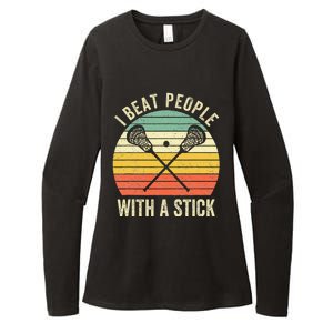 I Beat People With A Stick Funny Lacrosse Player Womens CVC Long Sleeve Shirt