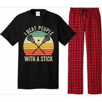 I Beat People With A Stick Funny Lacrosse Player Pajama Set