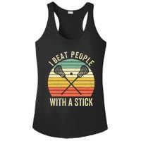 I Beat People With A Stick Funny Lacrosse Player Ladies PosiCharge Competitor Racerback Tank