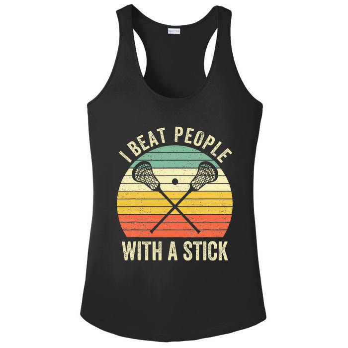 I Beat People With A Stick Funny Lacrosse Player Ladies PosiCharge Competitor Racerback Tank