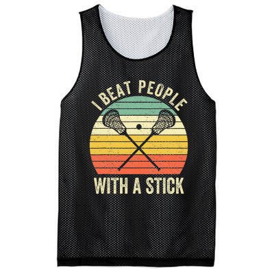 I Beat People With A Stick Funny Lacrosse Player Mesh Reversible Basketball Jersey Tank