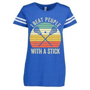 I Beat People With A Stick Funny Lacrosse Player Enza Ladies Jersey Football T-Shirt