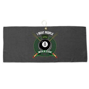 I Beat People With A Stick Pool Player Cue Billiards Gift Large Microfiber Waffle Golf Towel