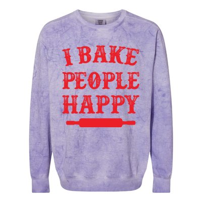 I Bake People Happy Funny Baker Cake Decorator Puns Cute Gift Colorblast Crewneck Sweatshirt