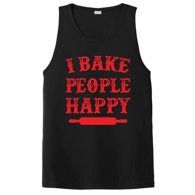 I Bake People Happy Funny Baker Cake Decorator Puns Cute Gift PosiCharge Competitor Tank