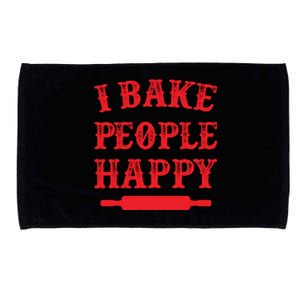 I Bake People Happy Funny Baker Cake Decorator Puns Cute Gift Microfiber Hand Towel