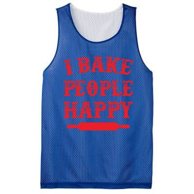 I Bake People Happy Funny Baker Cake Decorator Puns Cute Gift Mesh Reversible Basketball Jersey Tank