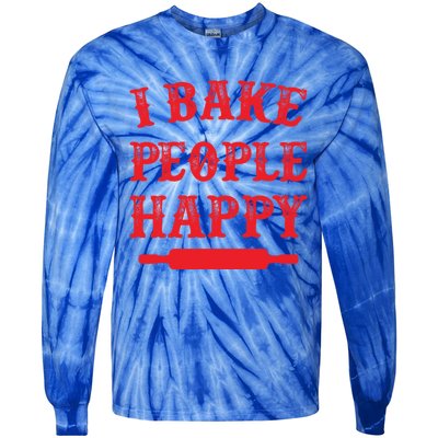 I Bake People Happy Funny Baker Cake Decorator Puns Cute Gift Tie-Dye Long Sleeve Shirt