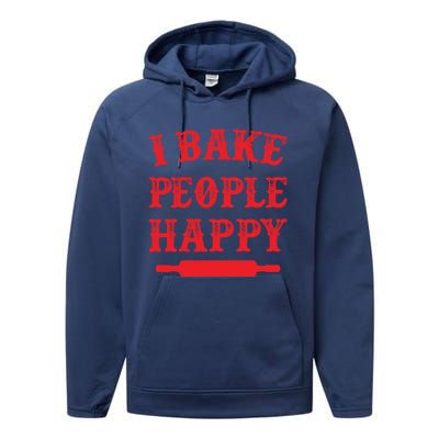 I Bake People Happy Funny Baker Cake Decorator Puns Cute Gift Performance Fleece Hoodie