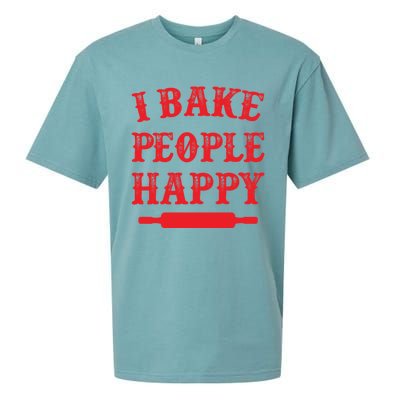 I Bake People Happy Funny Baker Cake Decorator Puns Cute Gift Sueded Cloud Jersey T-Shirt