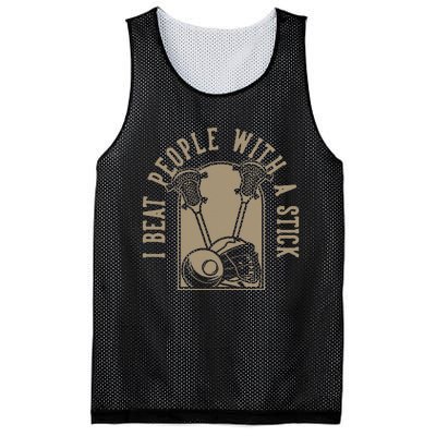 I Beat People With A Stick Lacrosse Mesh Reversible Basketball Jersey Tank