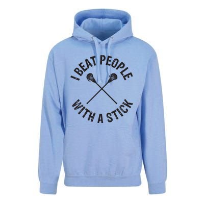 I Beat People With A Stick Funny Lacrosse Player Unisex Surf Hoodie