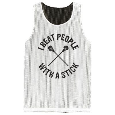 I Beat People With A Stick Funny Lacrosse Player Mesh Reversible Basketball Jersey Tank