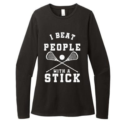 I Beat People With A Stick Shirts Funny Lacrosse Player Womens CVC Long Sleeve Shirt