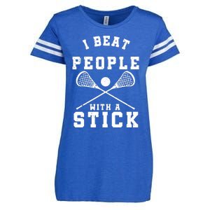 I Beat People With A Stick Shirts Funny Lacrosse Player Enza Ladies Jersey Football T-Shirt