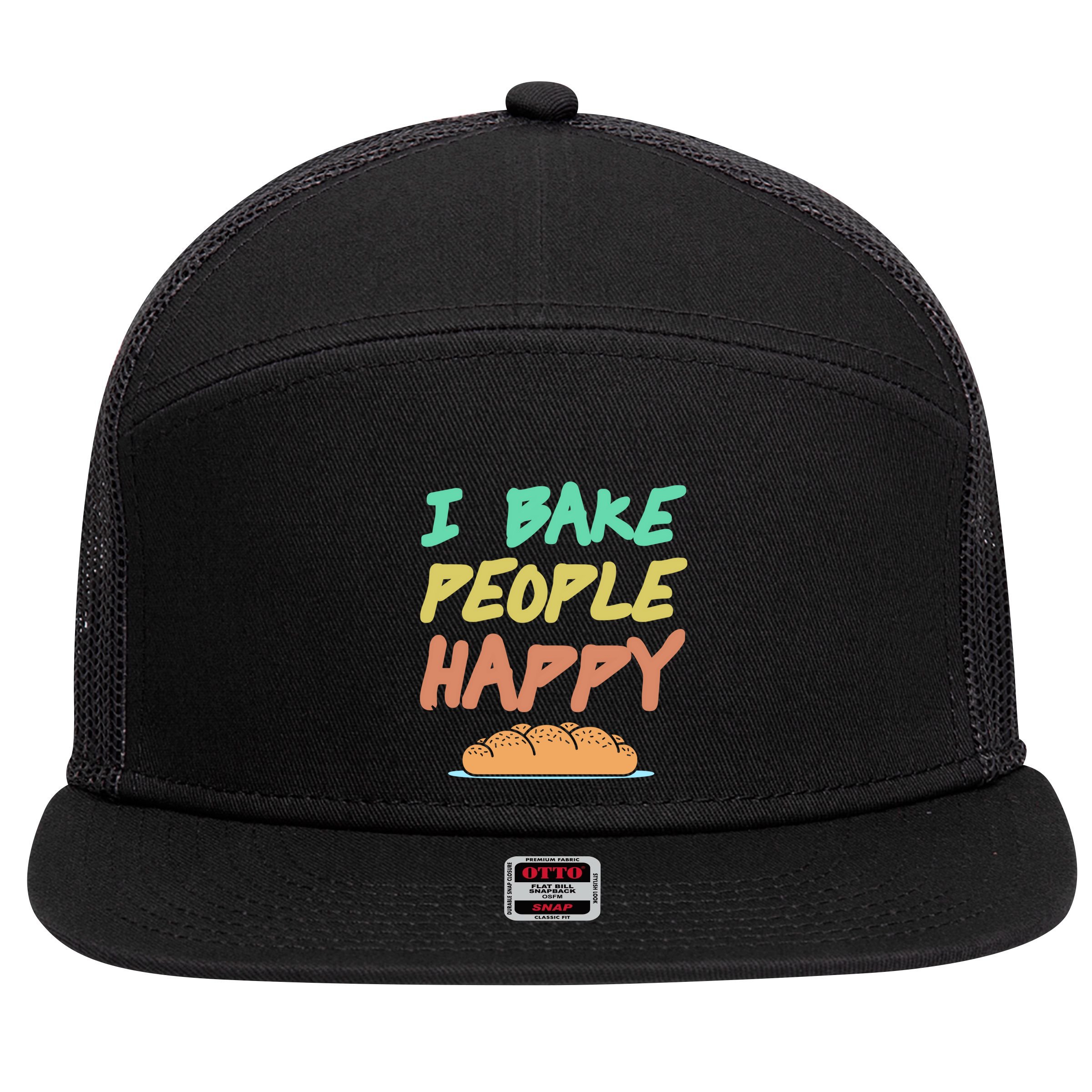 I Bake People Happy Retro Awesome Baking Design Present Gift 7 Panel Mesh Trucker Snapback Hat