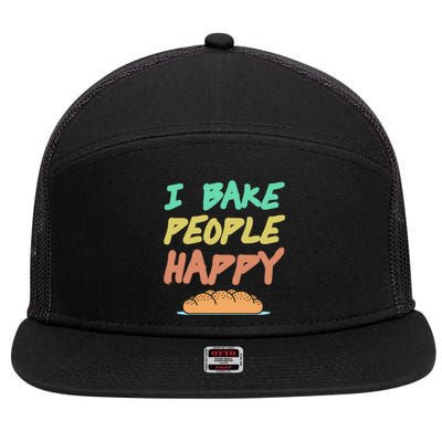 I Bake People Happy Retro Awesome Baking Design Present Gift 7 Panel Mesh Trucker Snapback Hat