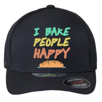 I Bake People Happy Retro Awesome Baking Design Present Gift Flexfit Unipanel Trucker Cap