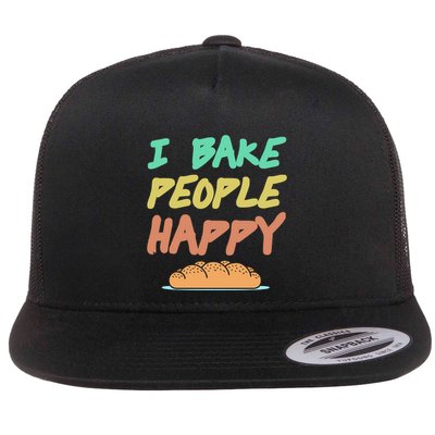I Bake People Happy Retro Awesome Baking Design Present Gift Flatbill Hat