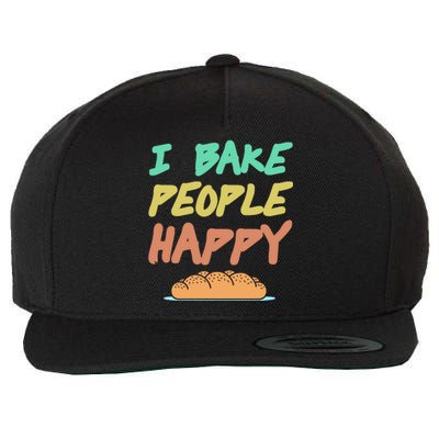 I Bake People Happy Retro Awesome Baking Design Present Gift Wool Snapback Cap