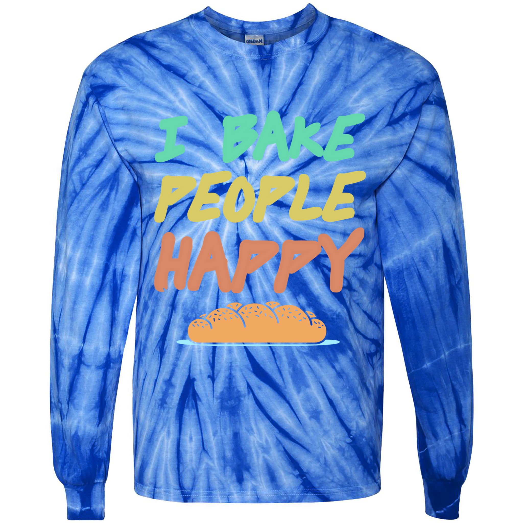 I Bake People Happy Retro Awesome Baking Design Present Gift Tie-Dye Long Sleeve Shirt