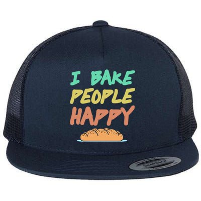 I Bake People Happy Retro Awesome Baking Design Present Gift Flat Bill Trucker Hat