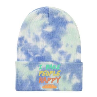 I Bake People Happy Retro Awesome Baking Design Present Gift Tie Dye 12in Knit Beanie