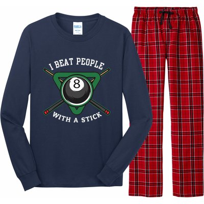 I Beat People With A Stick Billiards Ball Pool Gifts Long Sleeve Pajama Set