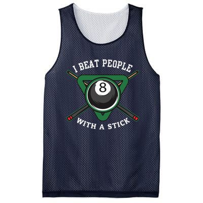 I Beat People With A Stick Billiards Ball Pool Gifts Mesh Reversible Basketball Jersey Tank