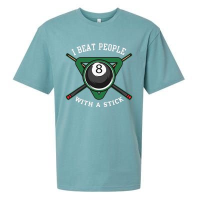 I Beat People With A Stick Billiards Ball Pool Gifts Sueded Cloud Jersey T-Shirt