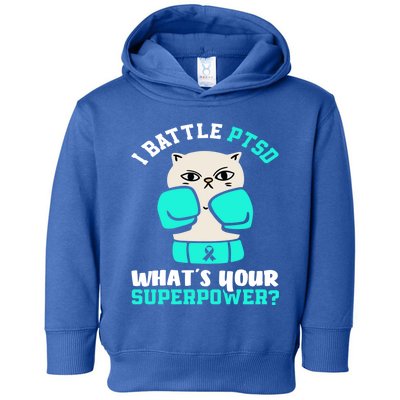 I Battle Ptsd Cat Ptsd Awareness Great Gift Toddler Hoodie