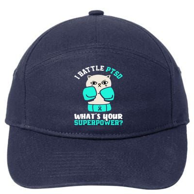 I Battle Ptsd Cat Ptsd Awareness Great Gift 7-Panel Snapback Hat