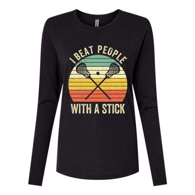 I Beat People With A Stick Funny Lacrosse Player Womens Cotton Relaxed Long Sleeve T-Shirt