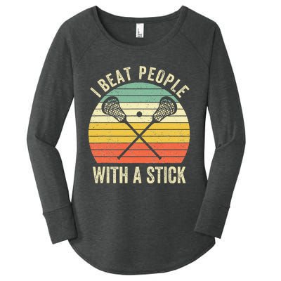 I Beat People With A Stick Funny Lacrosse Player Women's Perfect Tri Tunic Long Sleeve Shirt