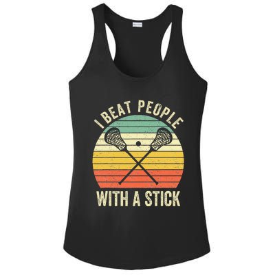 I Beat People With A Stick Funny Lacrosse Player Ladies PosiCharge Competitor Racerback Tank