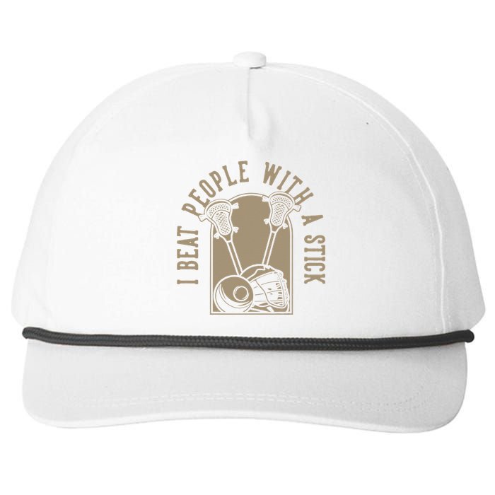 I Beat People With A Stick Lacrosse Snapback Five-Panel Rope Hat