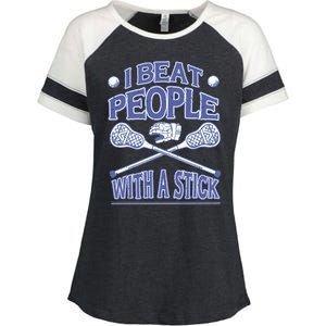 I Beat People With A Stick Lacrosse Sport Enza Ladies Jersey Colorblock Tee