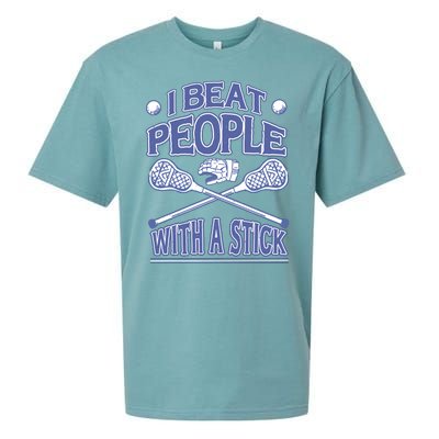 I Beat People With A Stick Lacrosse Sport Sueded Cloud Jersey T-Shirt