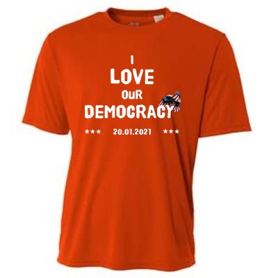 Inauguration Biden President I Love Our Democracy Usa Flag Gift Cooling Performance Crew T-Shirt