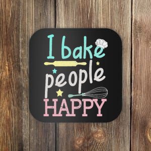 I Bake People Happy Pastry Chef Cake Cookie Baker Gift Coaster