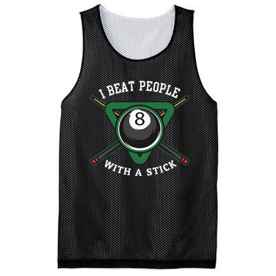 I Beat People With A Stick Billiards Ball Pool Mesh Reversible Basketball Jersey Tank