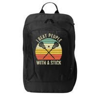 I Beat People With A Stick Lacrosse Player City Backpack