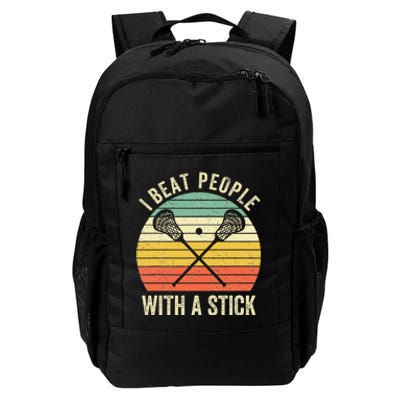 I Beat People With A Stick Lacrosse Player Daily Commute Backpack